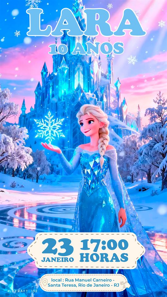 Convite Frozen completo; abrir galeria Frozen