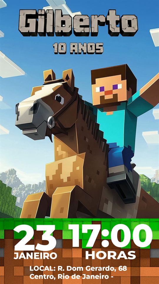 Convite Minecraft modelo 6
