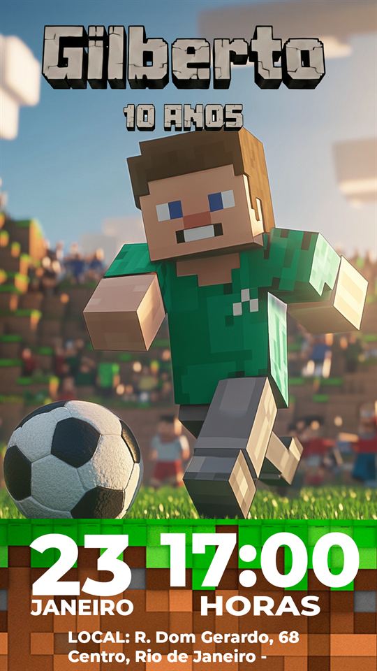 Convite Minecraft modelo 7